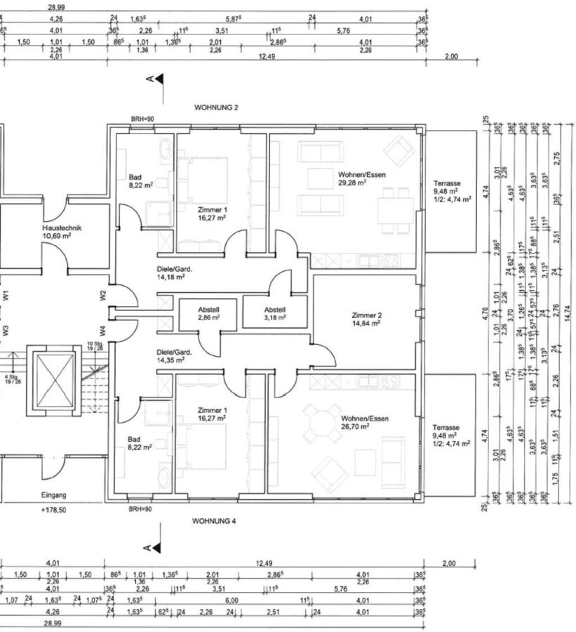 Moderne 3-Zi KFW 55 -Wohnung in barrierearmen Neubauprojekt inkl. Terrasse/Balkon + Abstellraum - Grundrisse 2 und 3 Zimmer Wohneinheiten